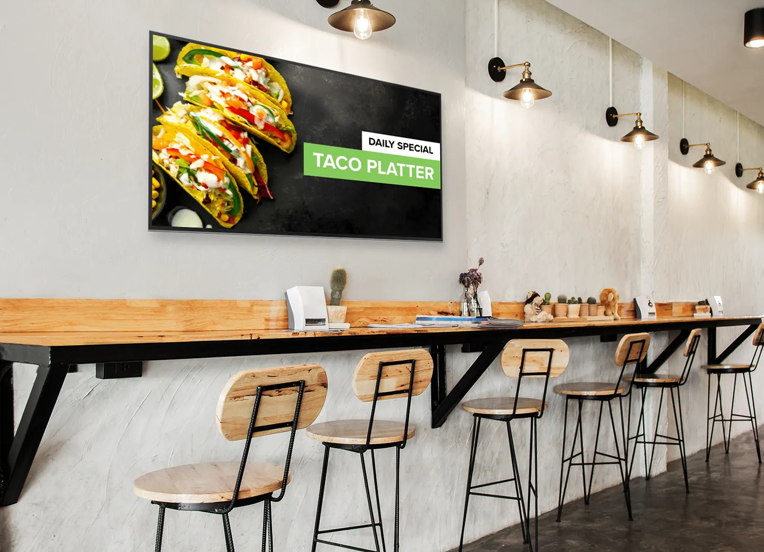 Digitale menuborden en schermen in een horecazaak